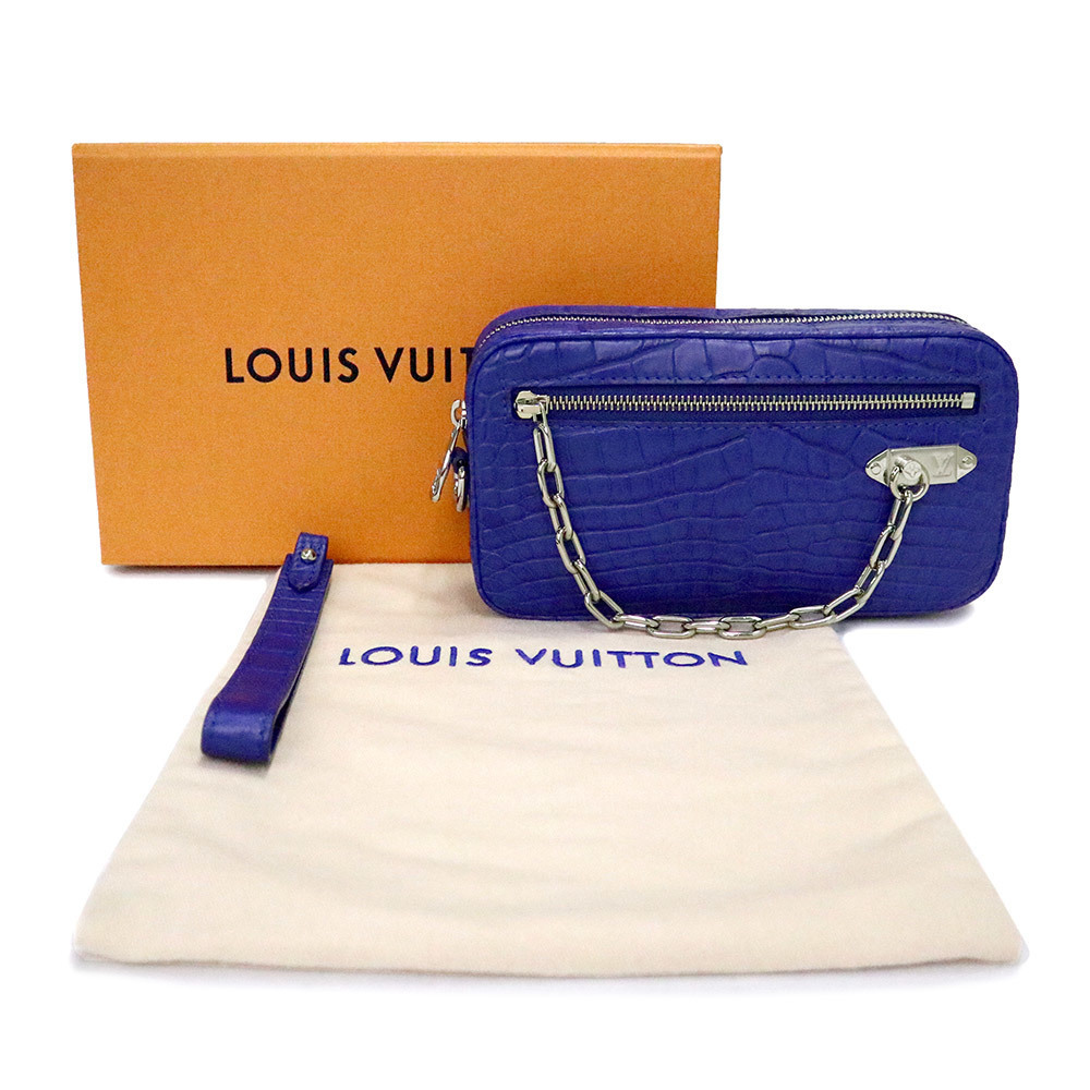 Louis Vuitton Volga Crocodile Pochette Blue